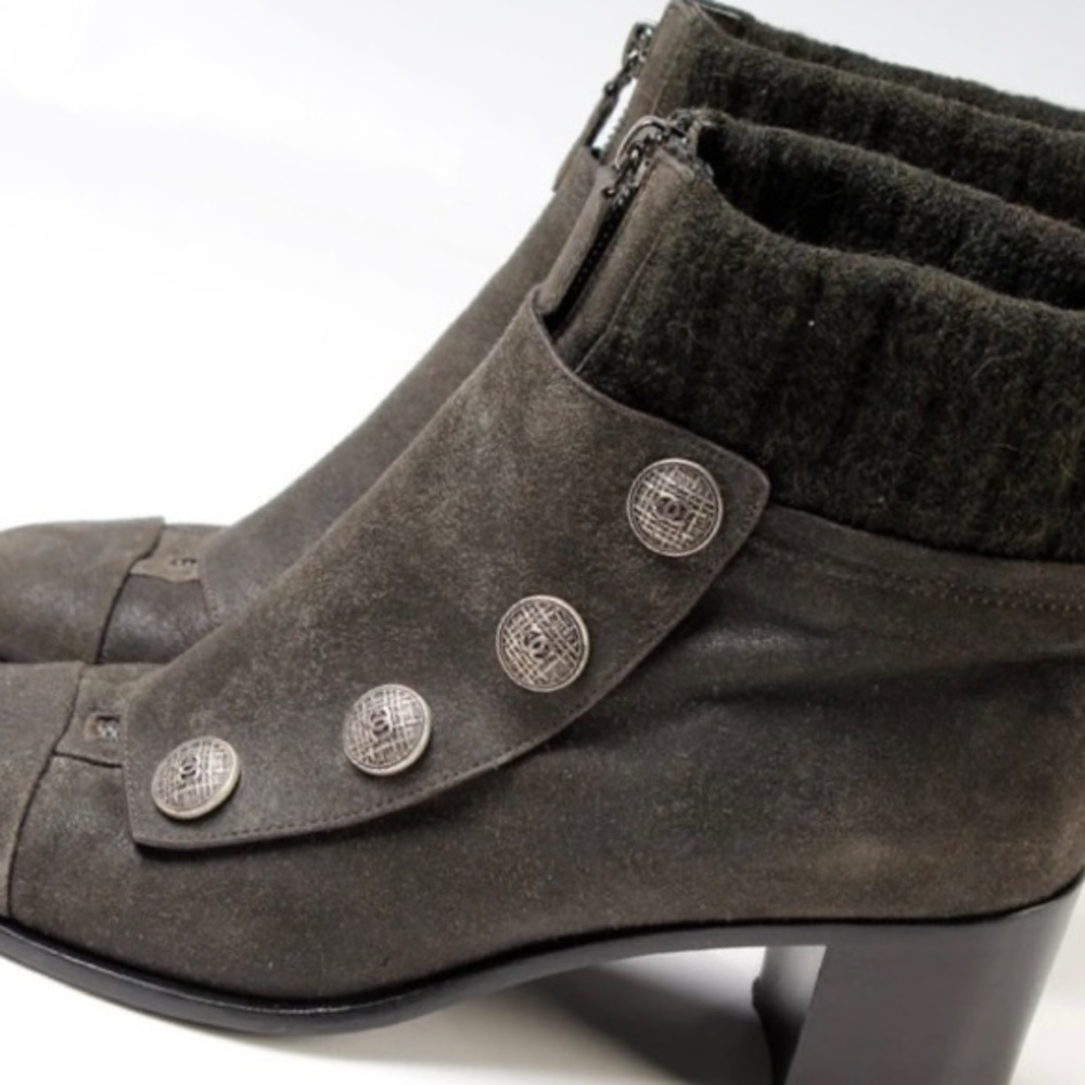 Chanel CC Button Booties 39.5